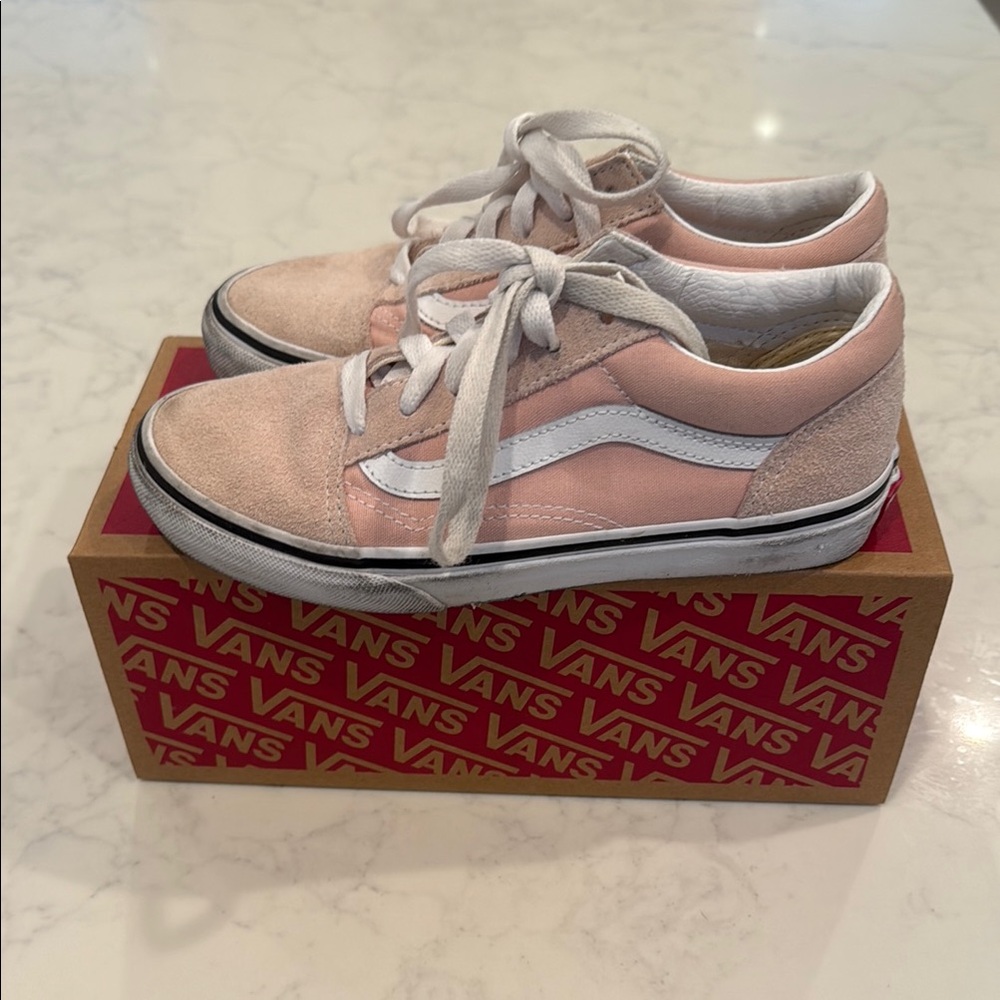 Vans Pink and White Sneakers Classic Skate Style